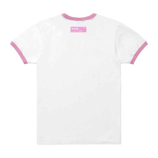 Pink Sinner White Ringer Tee