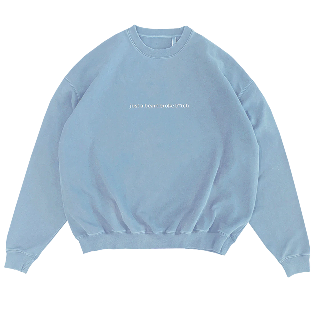 Embroidered 'Heart Broke' Crewneck Sweater