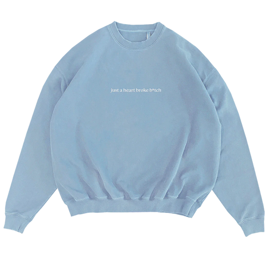 Embroidered 'Heart Broke' Crewneck Sweater