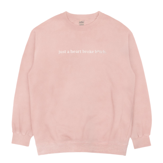 Pink Embroidered 'Heart Broke' Crewneck Sweater