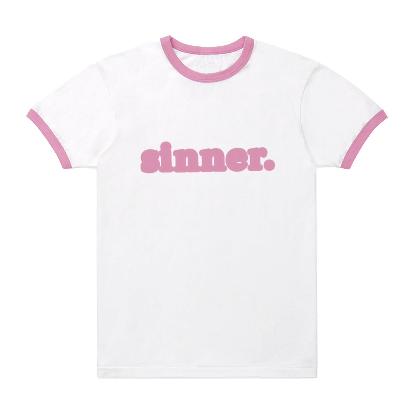 Pink Sinner White Ringer Tee