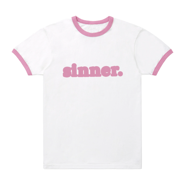 Pink Sinner White Ringer Tee | Raye | Official Store